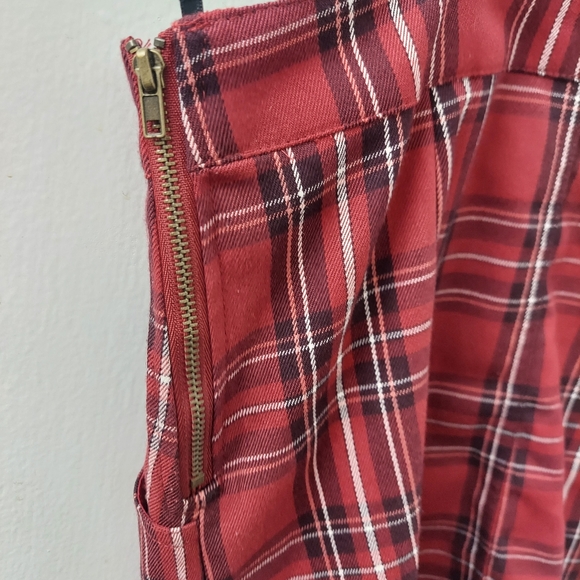 Forever 21 Red Plaid Coverall Mini Dress with Buckle Straps - Picture 4 of 5
